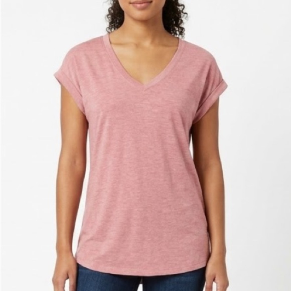 Jessica Simpson Heathered Rose V-Neck Short Sleeve Tee